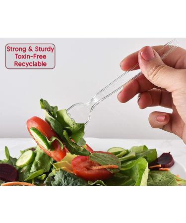 Lonezo 50 Clear Plastic Disposable Forks - Heavy Duty & Eco-Friendly Utensils - Buy Online on GoSupps.com