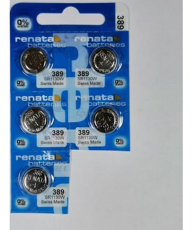Renata Watch Battery Swiss Made Renata 389 or SR1130SW Or AG10 1.5V (5 Batteries 389 or SR 1130 SW)