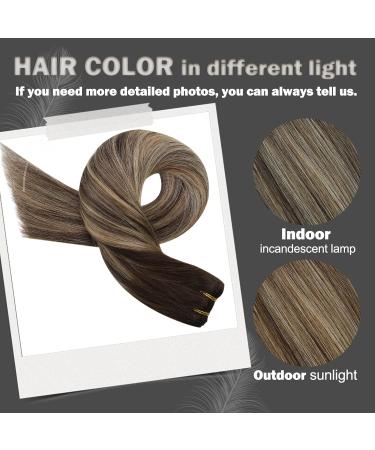 Moresoo Human Hair Weft Extensions 24 Inch Dark Brown Ombre to Caramel Blonde Double Weft - 100g/Pack - Sew in Real Hair Extensions #4/27/4 - Buy Online on GoSupps.com