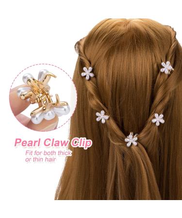 PAGOW 12PCS Mini Pearl Claw Clips with Daisy Flower - Retro Hair Accessories for Women and Girls - Buy Online on GoSupps.com