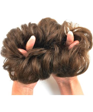 1 Piece Messy Hair Bun Chignon Ponytail in Medium Brown - Wavy Curly Hair Scrunchie Extension for Women - Buy Online on GoSupps.com