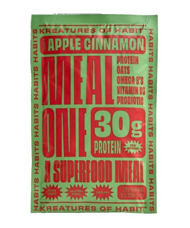 Kreatures of Habit Apple Cinnamon Meal One: Overnight & Instant Superfood Protein Meal Replacement | 30g Plant Based Protein | Gluten Free Dairy Free | Pack of 7 - Buy Online on GoSupps.com