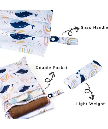 Hbselect 2PCs Waterproof Diaper Bag Set | Reusable Zipper Wet Wipes Organizer for Babies & Toddlers - Whale Design - Buy Online on GoSupps.com