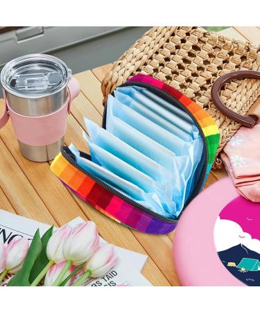 Colorful Rainbow Storage Bags for Women | Large Menstrual Cup Pocket & Zipper | Panty Liners Tampons & Period Inserts - Multicolored Design - Buy Online on GoSupps.com