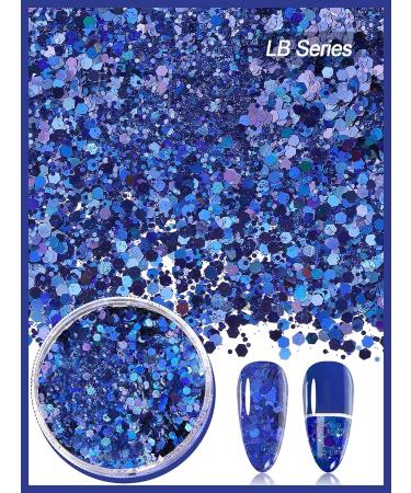 EBANKU Chunky Glitter 100g Holographic Blue - Multi Purpose Laser Flake for Resin Crafts, Nails, and Cosmetics - Hexagon Shape - Buy Online on GoSupps.com