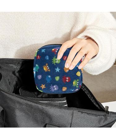 Cartoon Sea Animal Sanitary Napkin Storage Bag - Travel Makeup Organizer with Octopus, Crab, Scallop Design - Buy Online on GoSupps.com
