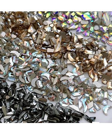 FEIlei 100Pcs Mixed Glass Crystal Hybrid Diamond Rhinestones Nail Art Decorations Drop Rhombus Flatback Stones 3D Gems - Buy Online on GoSupps.com