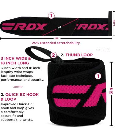 RDX Wrist Bandages for Fitness & Strength - IPL UPA Approved 45cm Wraps for Weightlifting | Men s Training Aid in Pink & Black - Buy Online on GoSupps.com