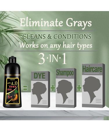 Buy 3-in-1 Black Hair Dye Shampoo | Instant Gray Hair Coverage | Long-Lasting Color Kit for Men & Women | Ginger Plant Extracts | Fast International Shipping - Buy Online on GoSupps.com