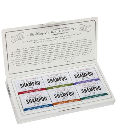J R LIGGETT'S All-Natural 6 Variety Shampoo Bars .65oz. Sampler Pack Support Strong and Healthy Hair-Nourish Follicles with Antioxidants and Vitamins-Detergent and Sulfate-Free 6 Mini Shampoo Bars