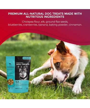 Vitality Dog Elk with Wild Berries - Premium Baked Dog Treats - Training Treats for Dogs Pet Treats Dog Snacks - Made in Canada Grain Free Human Grade 400g / 14.1oz Elk with Wild Berries 400 g (Pack of 1) - Buy Online on GoSupps.com