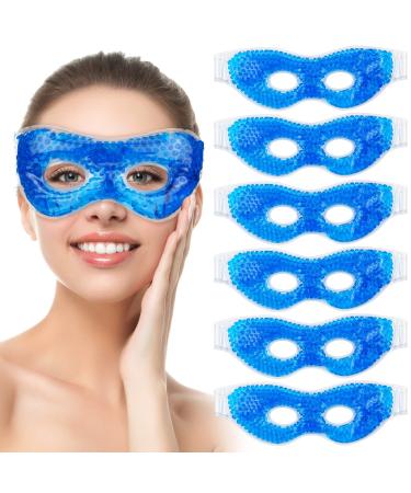 Panitay 6 Pcs Ice Gel Eye Mask Cold Eye Mask for Puffy Eyes Reusable Cooling Eye Masks with Eye Holes Cold Compress Gel Beads Eye Mask for Dark Circles  Tired Eyes  Dry Eyes  Stress Relief  Blue