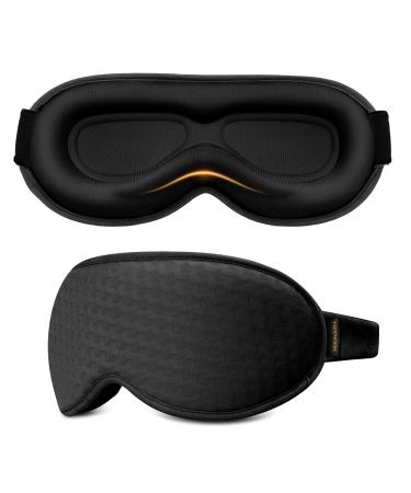 Weighted Eye Mask for Sleeping - Sleep Mask for Women Men Blackout Eye Cover for Lash Extension Comfortable and Memory Foam Blindfold Sleeping Mask for Travel Airplane Night(Black)