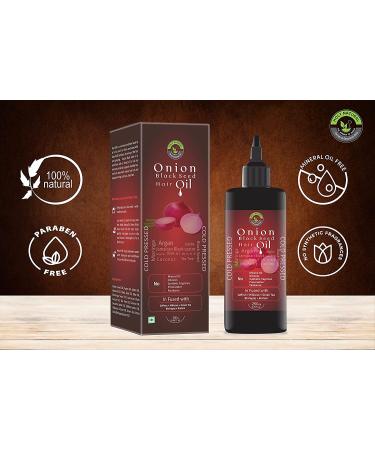 Organic Onion Black Seed Hair Oil - 100% Natural (8.45 fl oz / 250 ml) | Promotes Long, Lustrous & Shiny Hair | No Mineral Oil - Buy Online on GoSupps.com