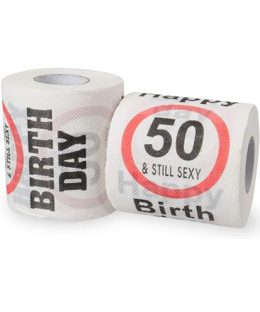 Happy 50 & Still Sexy Birthday Klopapier 2 pack decoration and gift packaging for your 50th birthday funny motto toilet paper fun toilet paper gifts 50 birthday decoration 2 x