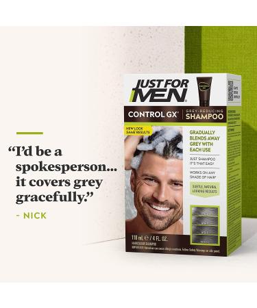 Reverse Grey Hair with Just For Men Control GX Shampoo for Stronger, Healthier Hair - 4 Fl Oz (Pack of 1) - Buy Online on GoSupps.com