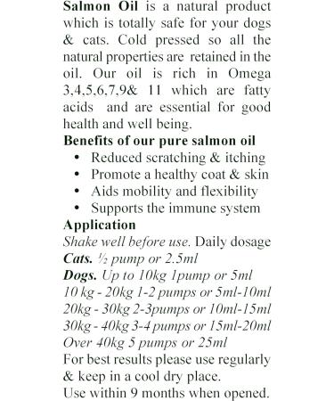 Salmon Oil - 100% Crystal Clear & Pure for Dogs and Cats-500ml - Buy Online on GoSupps.com