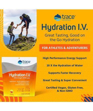 Trace Minerals Hydration I.V. Electrolyte Drink Paks - Raspberry Lemonade, 16 Packets (0.56 oz each) - Buy Online on GoSupps.com
