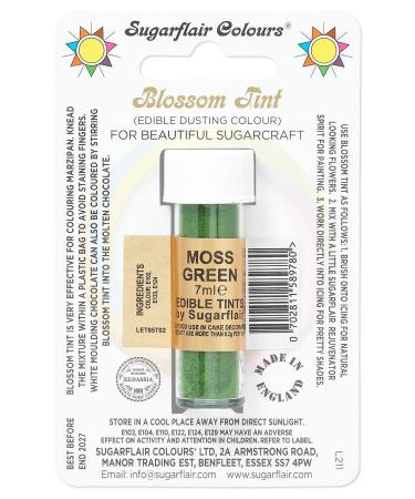 Sugarflair Moss Green Blossom Tint Food Colouring and Dusting Powder Matt Finish Brush On or Mix with Rejuvenator Spirit to Create a One of A Kind Cake - 7ml