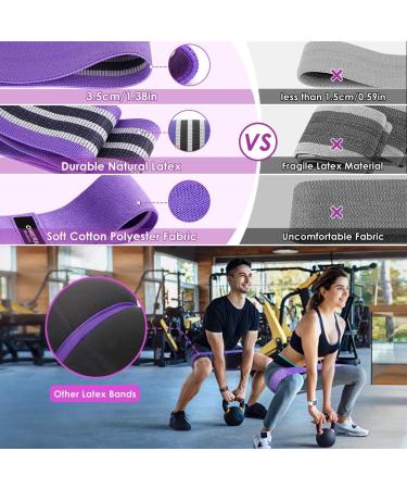 Fabric Resistance Bands Set of 3 for Hips & Glutes | Non-Slip Workout Fitness Bands | Perfect for Men, Women, Athletes | Strength Training Yoga Pilates | Light Purple, Purple, Dark Purple - Buy Online on GoSupps.com