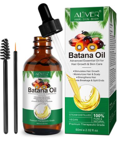 Batana Oil for Hair Growth 100% Natural &Pure Organic Batana Oil Moisturizing Essential Oils Enhances Hair & Skin Radiance Prevent Hair Loss for Men & Women 60ml