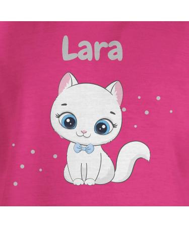 Personalized Cute Cat T-Shirt for Girls - Custom Name Gift by Shirtracer | Fuchsia 116 - Buy Online on GoSupps.com