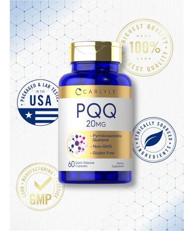 Carlyle PQQ Supplement 20 mg | 60 Capsules | Non-GMO and Gluten Free - Buy Online on GoSupps.com