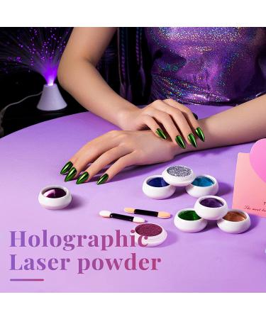 Beetles Chrome Nail Powder: Mirror Effect Holographic Aurora Glitter - 8 Colors 1g/0.5g Jar - Buy Online on GoSupps.com