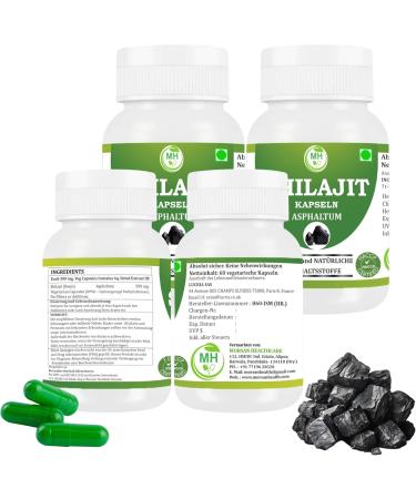  Morsan Healthcare Shilajit (Asphaltum) Capsules | Pack of 60 x 500 mg Vegetarian Capsules | Natural Food Supplement | GMP Certified | Gluten-Free (240) - Buy Online on GoSupps.com