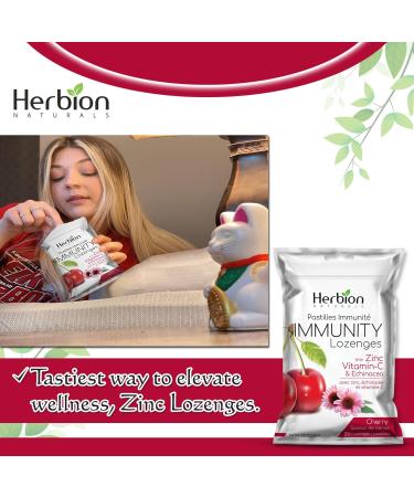 Herbion Naturals Immunity Lozenges - Zinc Vitamin-C & Echinacea - 5 Packs 25ct Each - Delicious Cherry Flavor - For Adults & Kids 6+ - Buy Online on GoSupps.com