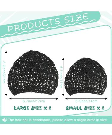 Geosar 4 Pcs Mesh Crochet Hair Net Rayon Knit Hair Wraps - Black Hair Accessories for Women - Buy Online on GoSupps.com