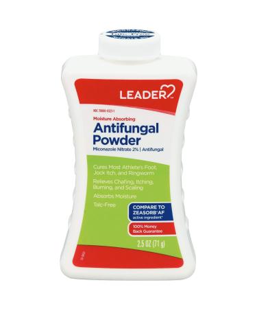 Leader Athlete's Foot AF Powder, Moisture Absorbing, Talc-Free, 2.5 oz, Compare to Zeasorb, Pack of 1 Unflavored 1