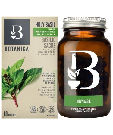 Botanica Holy Basil Liquid Capsules Helps Increase Energy & Reduce Stress Antioxidant Properties Whole Herb Formula Non-GMO Vegan and Gluten Free 60 Capsules (30 Servings) Holy Basil 60 count (Pack of 1)