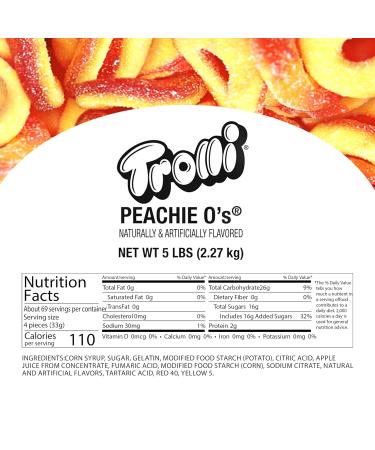 Buy Trolli Peachie O's Sour Gummy Rings - 5 Pound Bulk Bag | International Shipping Available - Buy Online on GoSupps.com