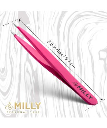 MILLY Pointed Tweezers - 100% German Steel Precision Tweezers for Ingrown Hair and Facial Hair Removal - Hand-Filed Pink Tweezers - Buy Online on GoSupps.com