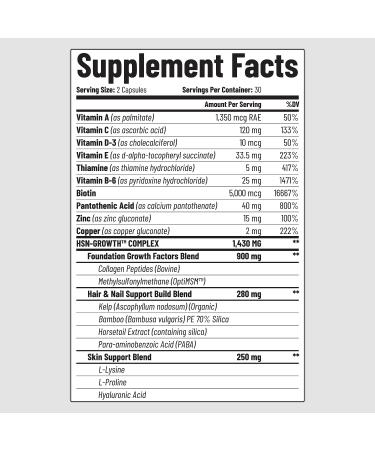 Women's Hair Vitamins for Thicker Growth & Strength - Hair, Nails, and Skin Formula with Biotin, Collagen, Bamboo - 60 Capsules - Buy Online on GoSupps.com