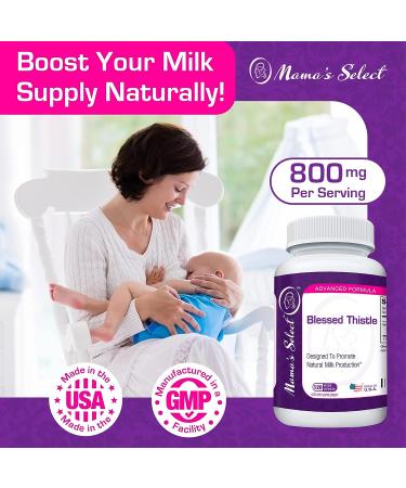 Mama's Select Blessed Thistle Breastfeeding Supplement - 800mg for Increased Breast Milk Production - Lactation Support - 120 Vegan Capsules - Buy Online on GoSupps.com