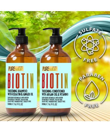 Biotin Shampoo and Conditioner Set with Argan Oil - Promotes Hair Growth and Fights Hair Loss - Sulfate Free Formula - Buy Online on GoSupps.com