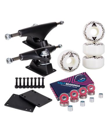 Cal 7 Combo with 139mm Trucks, Wheels, Bearings Black Truck + White Notorious Wheels