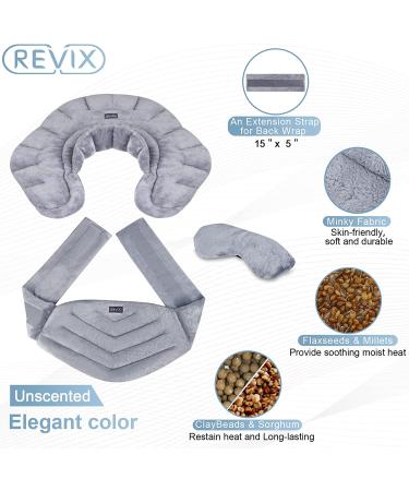 REVIX Microwave Heating Pad Set - Neck, Shoulders, Lower Back Pain Relief - Hot Compress Wrap with Weighted Plush - Includes Hot Eye Mask for Migraine Stress Relief - Set of 3 Gray - Buy Online on GoSupps.com