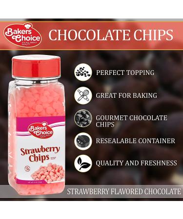 Strawberry Flavored Dairy-Free Kosher Chocolate Chips - 9oz Pack by Baker's Choice - Buy Online on GoSupps.com