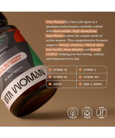 Ultra Life Sport Alpha Nootropic & VITA Woman Multivitamin Bundle Brain & Body Support Memory Focus Mushrooms B Vitamins D3 K2 Vegan Women s Daily Supplement (30 Capsules Each) - Buy Online on GoSupps.com