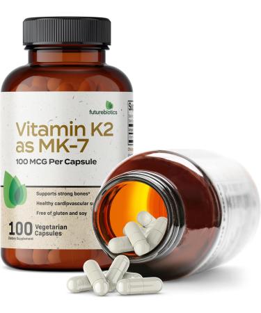 Futurebiotics Vitamin K2 as MK-7 100 mcg - 100 Vegetarian Capsules - Buy Online on GoSupps.com