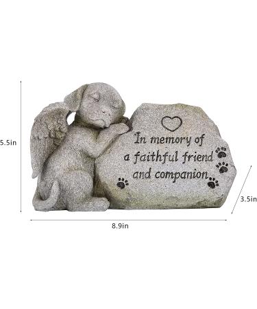 Sleeping Dog Angel Memorial Statue | Outdoor Dog Grave Marker | Sympathy Gift for Loss of Pet | Antique Stone Finish 8.86 inch - Buy Online on GoSupps.com