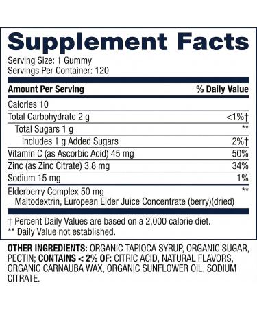 Elderberry 50 mg 120 Vegetarian Gummies Immune Support Supplement Adult Immunity Gummies for General Wellness. - Buy Online on GoSupps.com