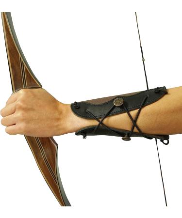 SAS Leather Arm Guard for Archery Bow - Traditional Design with Stretch Cord - Large Size 7x6.5 - Ideal for Range, Longbow, and Recurve Bow - Buy Online on GoSupps.com