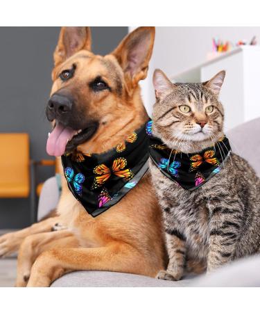 Shop Unique Dog Hollow Cloth with Abstract Butterfly Pattern - Triangular Bibs for Small Medium & Large Dogs and Cats - 2-Piece Set in Multi-Colors - Buy Online on GoSupps.com