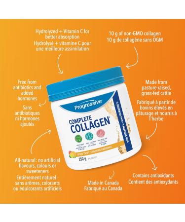 Complete Collagen Protein Powder Supplement - Citrus Twist Flavour 250 g | Non-GMO antiobiotic-free hormone-free Citrust Twist 250 g - Buy Online on GoSupps.com