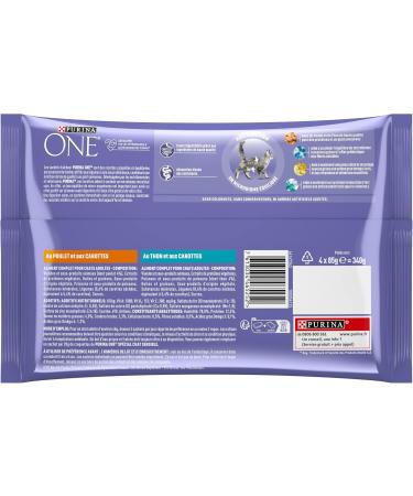 PURINA ONE Sensitive Cat Tapered in Sauce Assorted Flavors Chicken and Tuna Meal Bags for Adult Cats 4x85g | Pack of 12 - Buy Online on GoSupps.com
