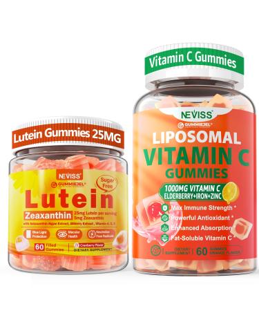 NEVISS 1Pack Liposomal Vitamin C 1000mg Gummies + 1Pack Lutein Zeaxanthin Supplements Gummies